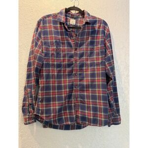 J. Crew Menswear Flannel Shirt Button Up Long Sleeve Plaid Casual Large